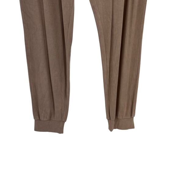 Cozy Earth Bamboo Rib-Knit Jogger Pants Lounge Brown Beige Size Large - Picture 6 of 10